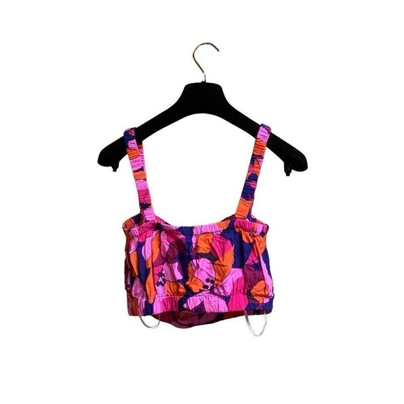 Abel The Label Ladies Multicolor Floral Rayon Sleeveless Crop Tank Top Size XS - Picture 3 of 9